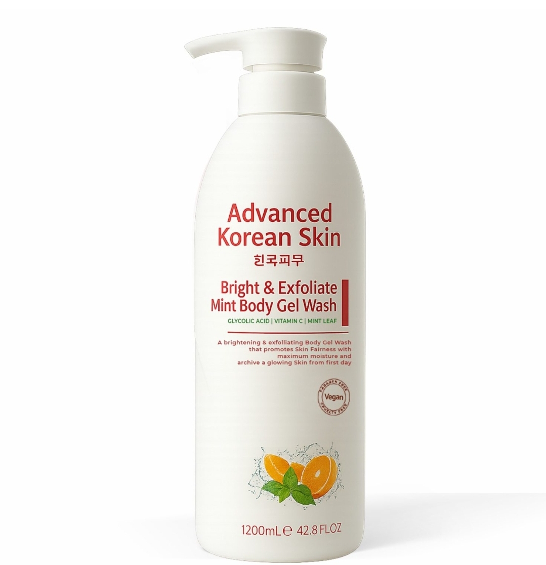 Advanced korean skin; Bright & Exfoliate Mint Body Gel Wash